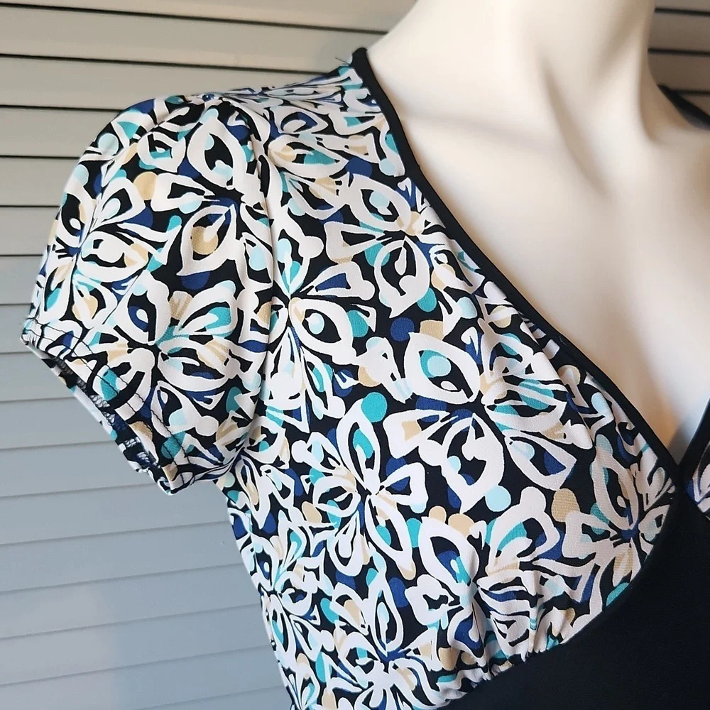 Dress Barn Blue & White Floral Shirt - Picture 6 of 12